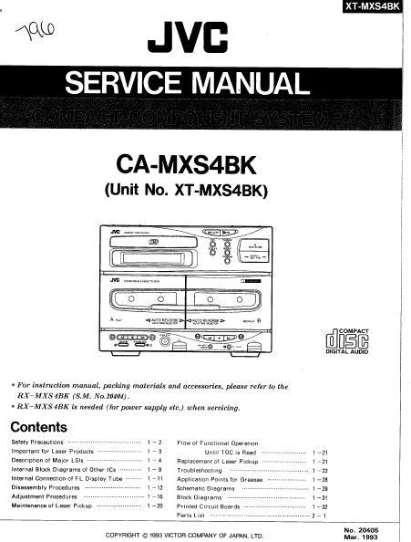 Jvc Ca Mxs4bk Compact Component System Service Manual