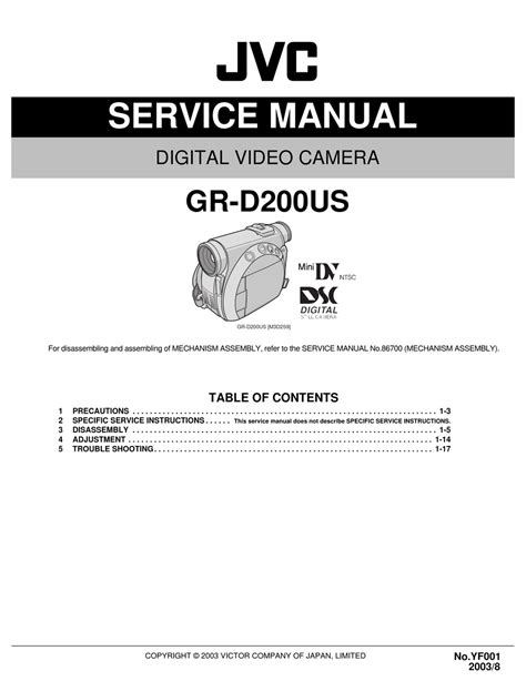 Jvc Gr D200us Digital Video Camera Service Manual