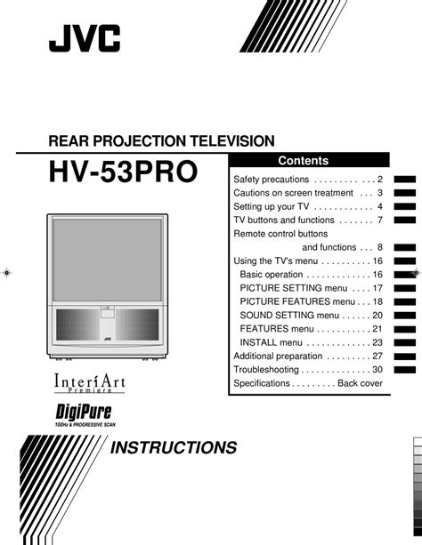 Jvc Hv 53pro Sc Projection Tv Service Manual