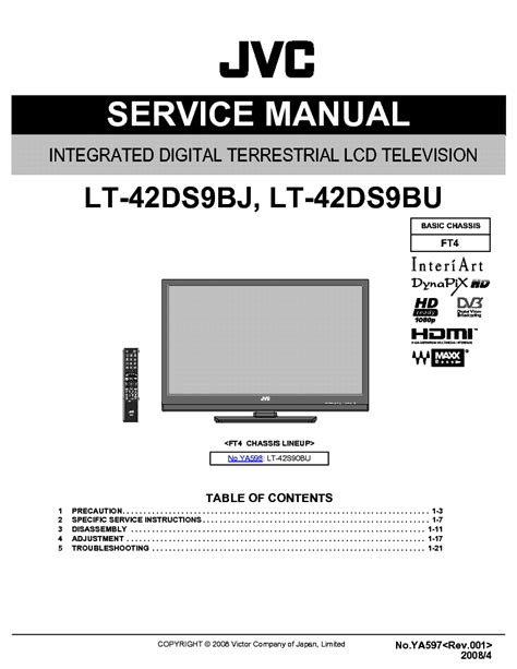 Jvc Lt 42ds9bj Lt 42ds9bu Lcd Tv Service Manual