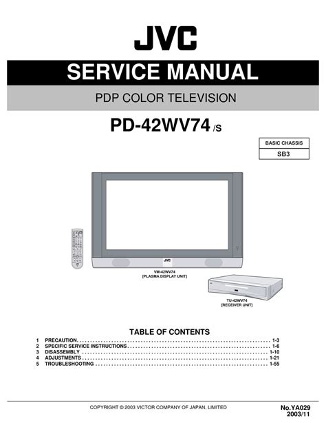 Jvc Pd 42wv74 Pdp Color Tv Service Manual Download