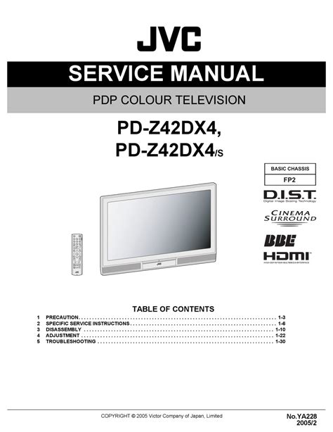 Jvc Pd Z42dx4 Plasma Tv Service Manual