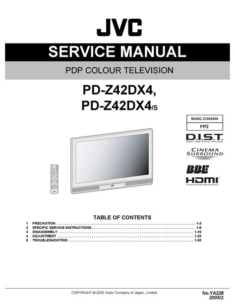 Jvc Pd Z42dx4 Plasma Tv Service Manual Download