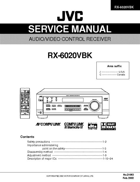 Jvc Rx 6020vbk Av Control Receiver Service Manual