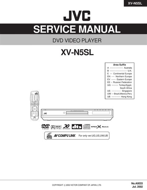 Jvc Xv N5sl Dvd Video Player Service Manual