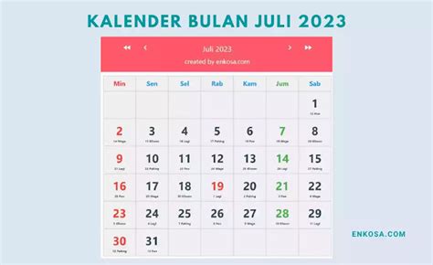 Kalender Juli: Panduan Lengkap untuk Bulan yang Penuh Aksi