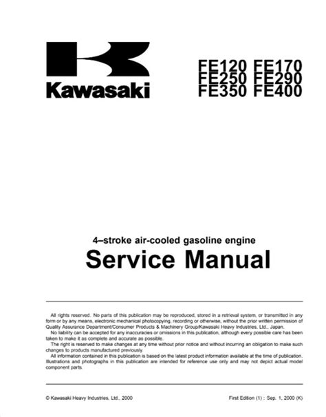 Kawasaki Fe120 Fe170 Fe250 Fe290 Fe350 Fe400 Engine Service Manual Download