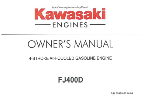 Kawasaki Fj400d 4 Stroke Air Cooled Gasoline Engine Workshop Service Repair Manual Download