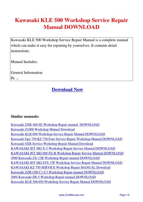 Kawasaki Kle 500 Workshop Service Repair Manual