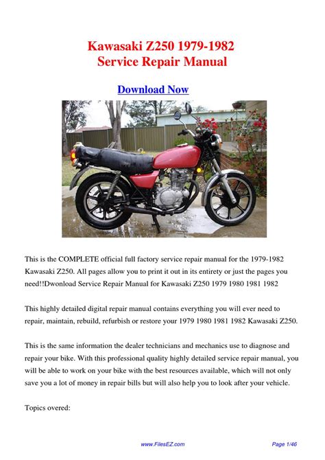 Kawasaki Z250 1979 1982 Factory Service Repair Manual