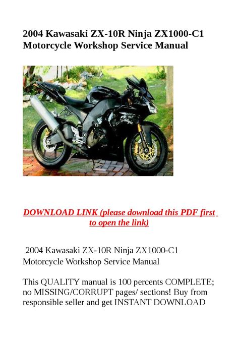 Kawasaki Zx10r Zx1000 Ninja 2004 2010 Repair Service Manual