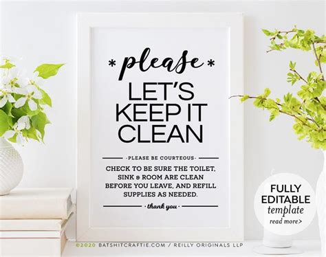 Keep Bathroom Clean Sign Printable