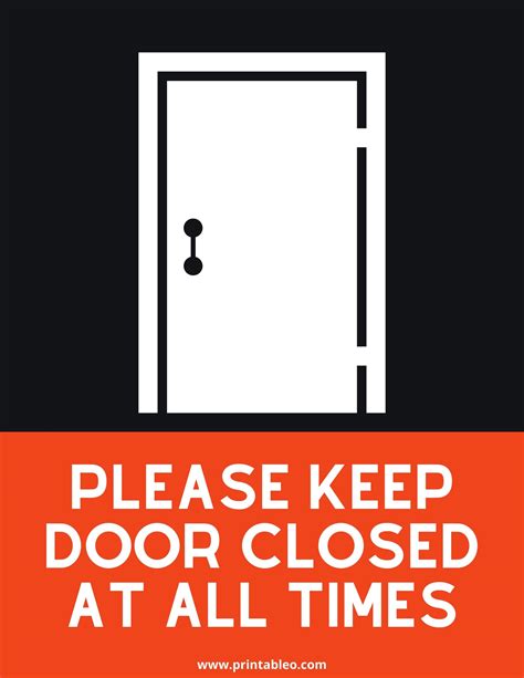 Keep Door Closed Sign Printable