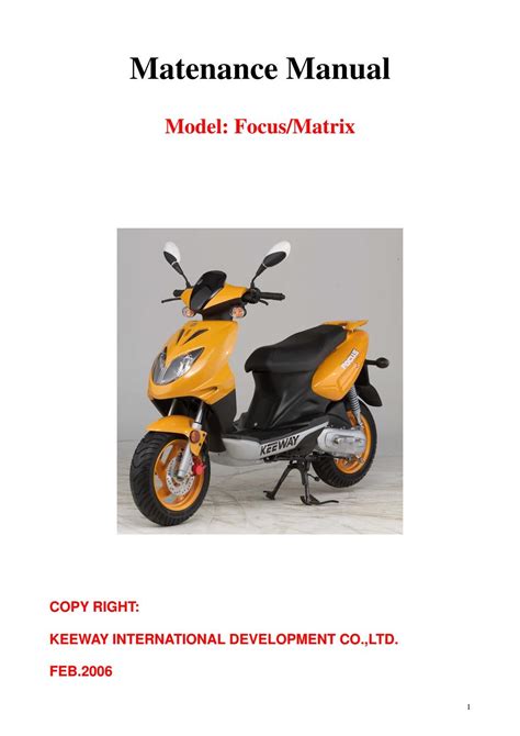 Keeway Focus 50 Matrix 50 Scooter Full Service Repair Manual 2006 2012