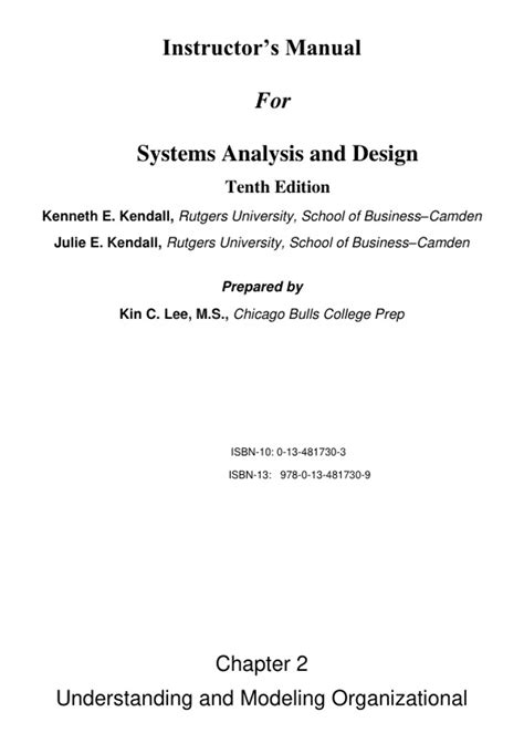 Kendall System Analysis And Design Instructor Manual