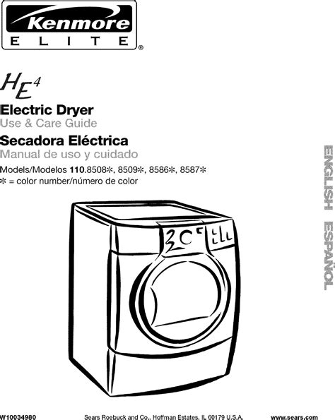 Kenmore 80 Series Electric Dryer Manual