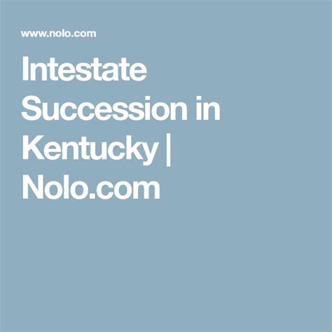 Kentucky Intestate Succession Chart