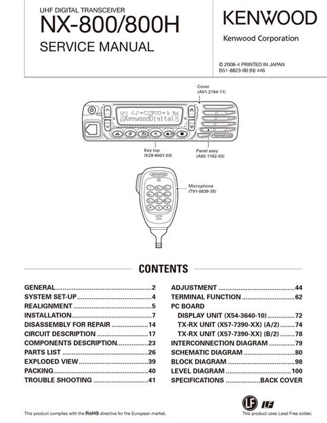 Kenwood Nx 800 Nx 800h Service Repair Manual Pdf Download