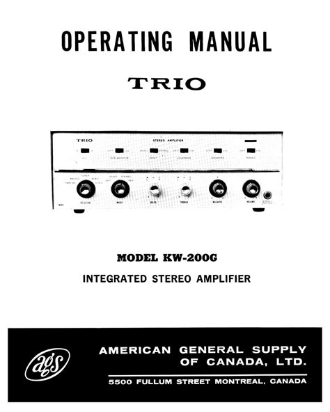 Kenwood Service Manual Owners Manual Brochure Trio Download