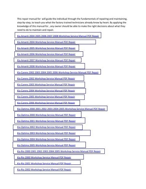 Kia Amanti 2006 Workshop Service Repair Manual