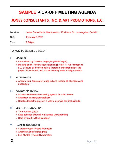 Kick Off Call Template