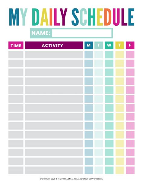 Kids Daily Schedule Template