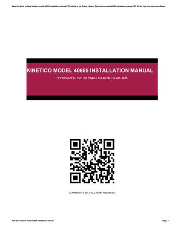 Kinetico Model 40605 Installation Manual