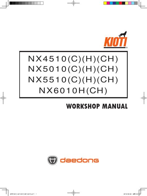 Kioti Daedong Nx4510 Nx5010 Nx5510 Nx6010 Tractor Workshop Service Repair Manual