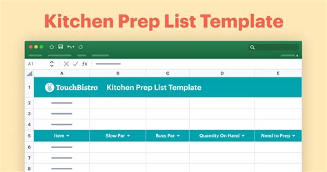 Kitchen Prep List Template Free Download