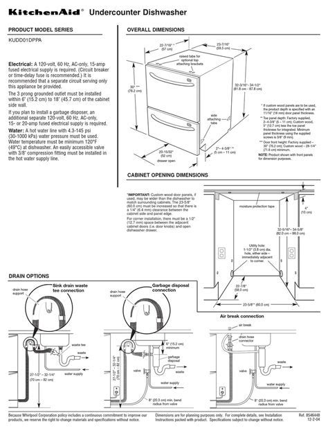 Kitchenaid Kudd01dppa Installation Manual