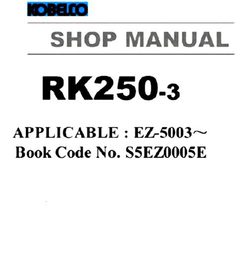Kobelco Rk250 3 Crane Service Repair Manual