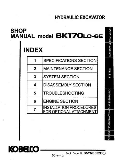 Kobelco Sk170lc 6e Crawler Excavator Service Repair Workshop Manual Download Ym03 00501 65374 Ym04 00583 65374