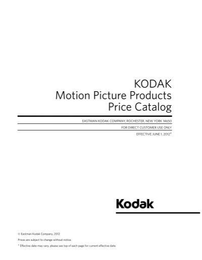 Kodak Motion Picture Catalog