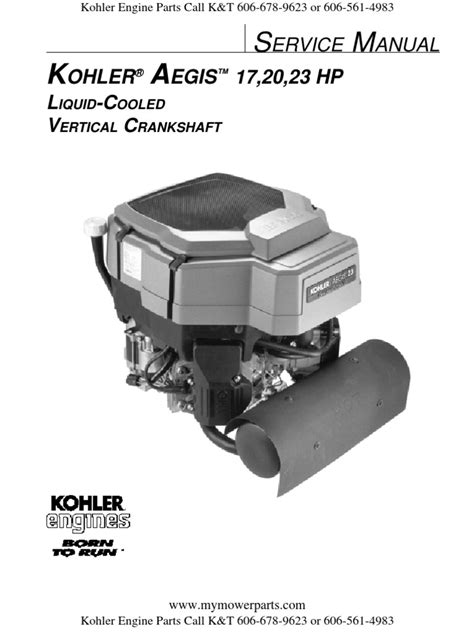 Kohler Aegis Model Lv625 20hp V Twin Engine Full Service Repair Manual