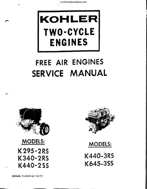 Kohler Free Air Snow Engine Ss Rs Service Manual K440 2ss