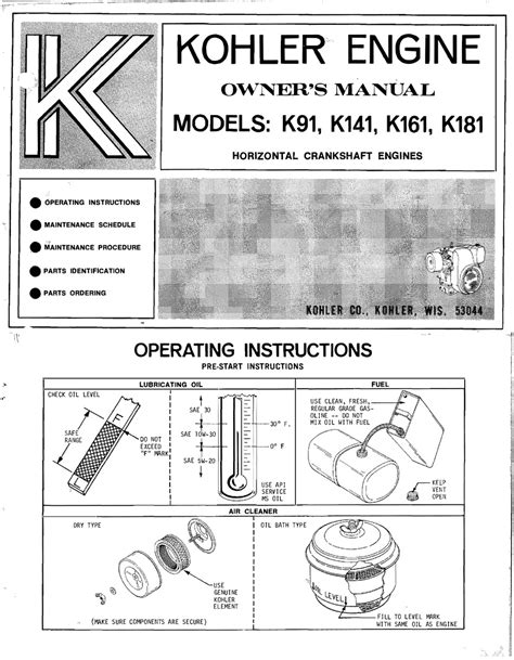 Kohler K Series Service Repair Workshop Manual Instant Download