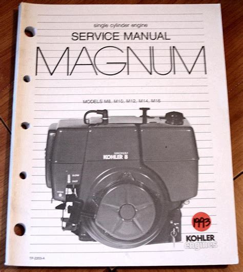 Kohler Magnum M8 M20 Single Cylinder Engine Workshop Service Repair Manual