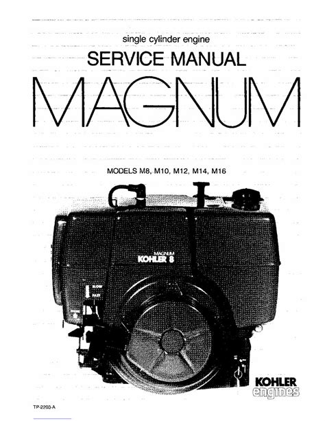 Kohler Magnum Model M12 12hp Engine Full Service Repair Manual