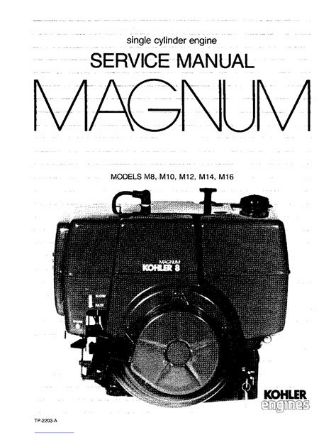 Kohler Magnum Model M16 16hp Engine Full Service Repair Manual