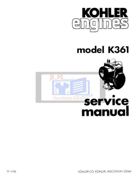 Kohler Service Manual K361 Engine Fix Repair