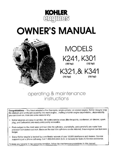 Kohler Service Manuals Motor Engine Repair Download