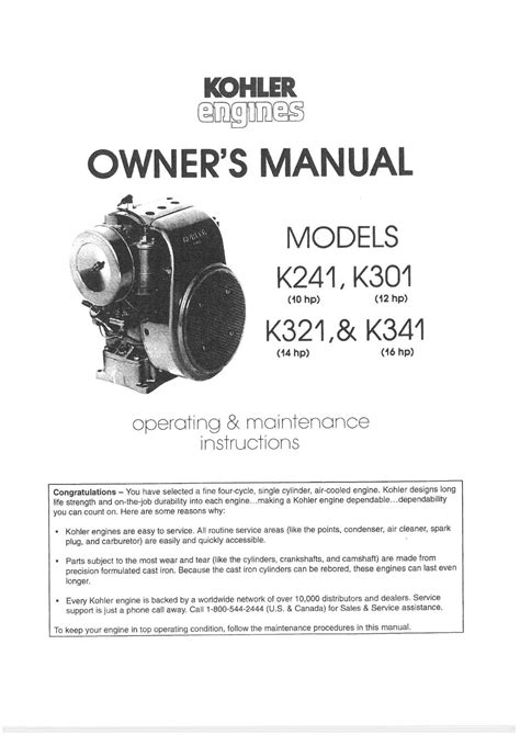 Kohler Single Cylinder K241 K301 K321 K341 Engine Full Service Repair Manual