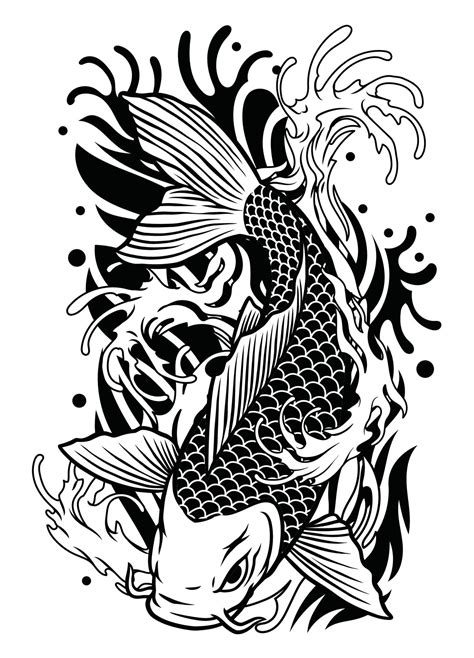 Koi Tattoo Template