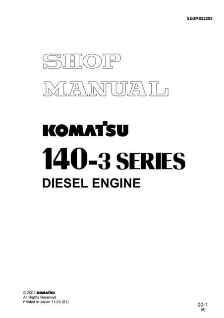 Komatsu 140 3 Diesel Engine Service Repair Manual Download