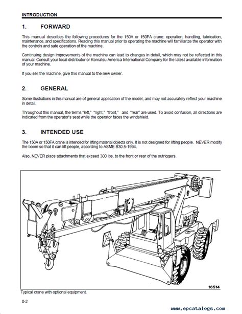 Komatsu 150a 150fa Crane Operation Maintenance Manual