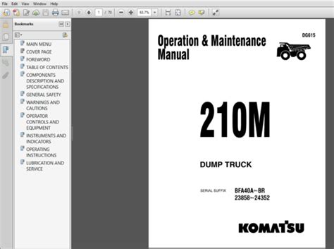 Komatsu 210m Dump Truck Service Shop Repair Manual Bfa40a Bw 23858 24370 Download