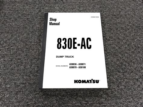 Komatsu 830e Ac Dump Truck Service Shop Repair Manual S N A30036 A30071 A30079 A30108