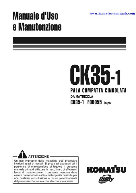 Komatsu Ck35 1 Skid Steer Loader Service Repair Manual