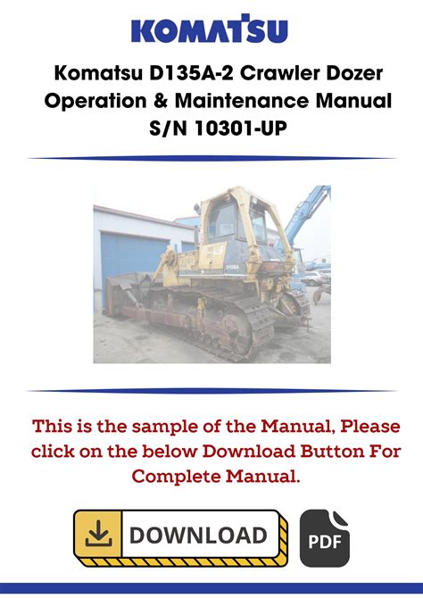 Komatsu D135a 2 Dozer Bulldozer Service Repair Workshop Manual Download Sn 10301 And Up