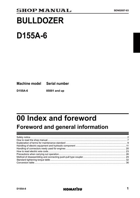 Komatsu D155a 6 Dozer Bulldozer Service Repair Workshop Manual Download Sn 85001 And Up